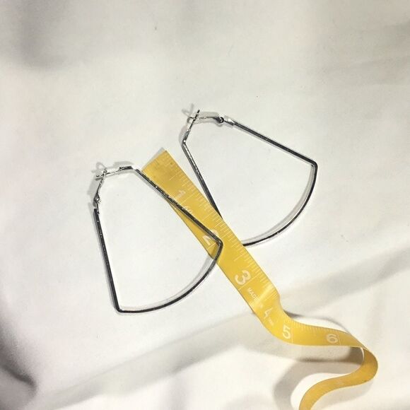 Extra Large Silver Tone Bell Shaped Hoops (UC3) - Picture 2 of 4